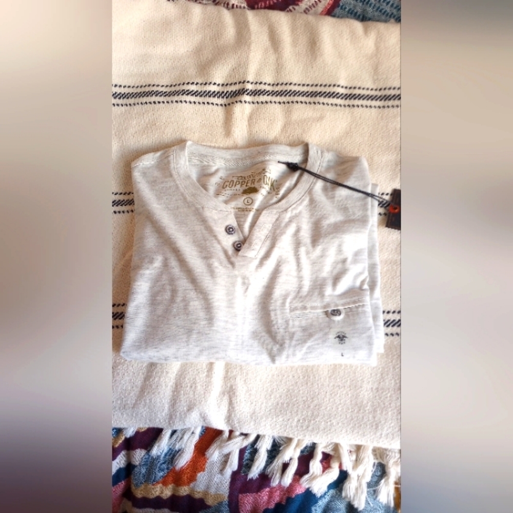 Copper & Oak Men’s Henley T-Shirt – Gray – Size Large – NWT